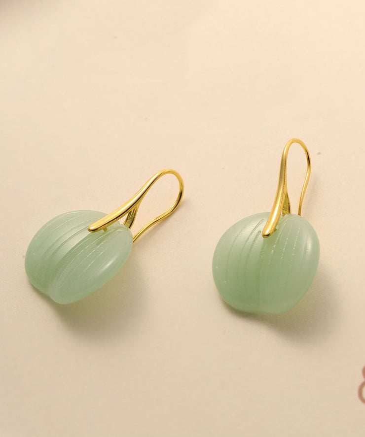 Modern Green Coloured Glaze Jade Hoop Earrings