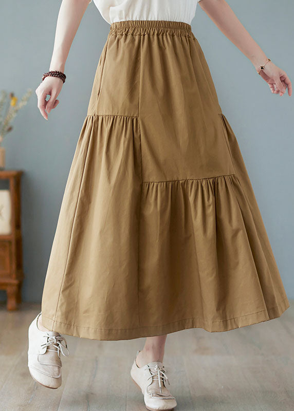 Modern Green High Waist wrinkled asymmetrical design Pockets Fall Skirt