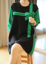 Modern Green Oversized Patchwork Bow Cotton Dress Bracelet Sleeve