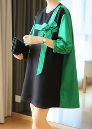 Modern Green Oversized Patchwork Bow Cotton Dress Bracelet Sleeve