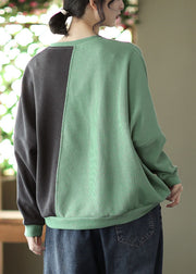Moderne grüne Patchwork-Baumwoll-Sweatshirts Top Spring