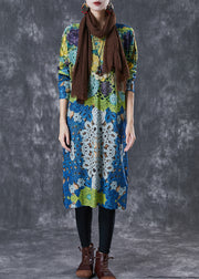 Modern Green Print Knit Maxi Dresses Spring