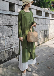 Moderner grüner fester Taillenbund aus Baumwolle, lange Strickjacken, Sommer