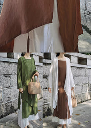 Moderner grüner fester Taillenbund aus Baumwolle, lange Strickjacken, Sommer