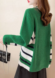 Modernes grünes asymmetrisches Design mit V-Ausschnitt Strick-Winterpullover