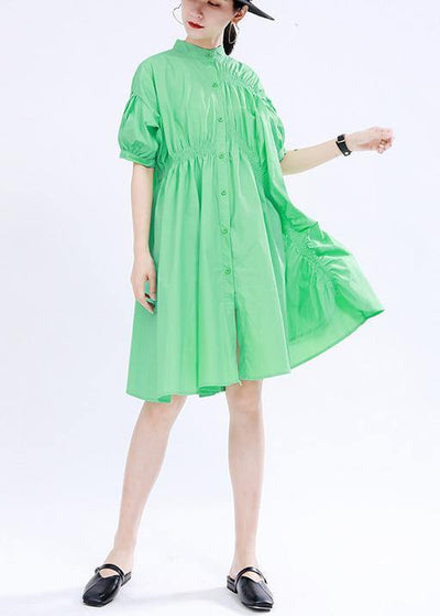 Modern Green asymmetrical design Cotton Summer Dress - SooLinen