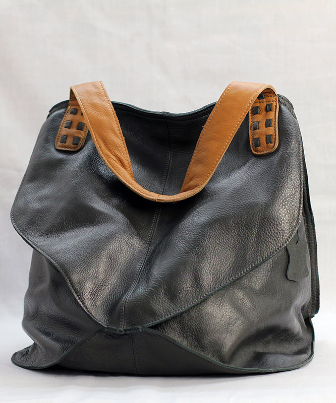 Modern Grey High-capacity Calf Leather Satchel Handbag