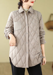 Modern Grey Plaid Patchwork Tie Waist Jacket Winter