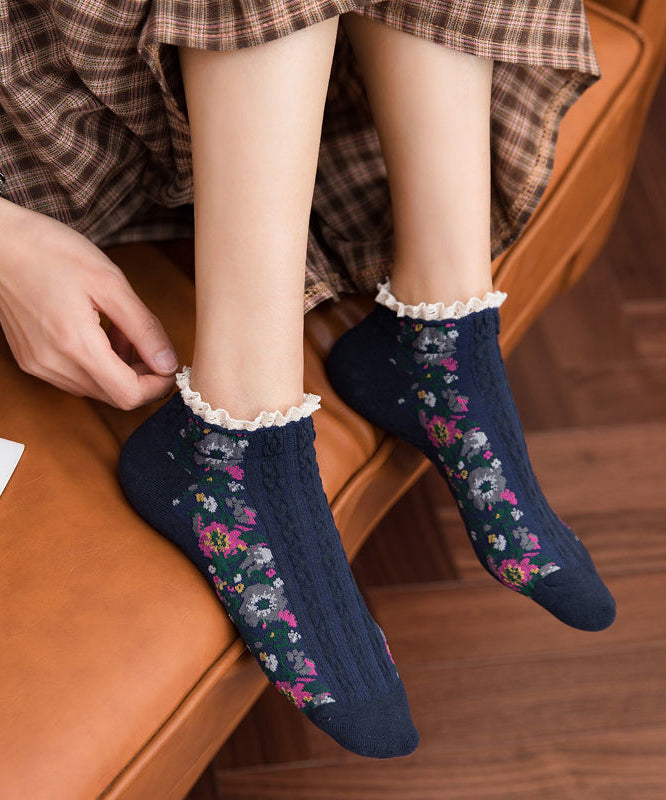 Modern Jacquard Lace Patchwork Cotton Ankle Socks