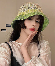 Modern Khaki Gradient Color Straw Woven Holiday Bucket Hat