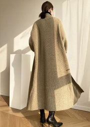Modern Khaki Oversized Thick Cozy Knit Long Cardigan Spring