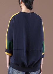 Modern Navy Patchwork Sweatshirt - SooLinen