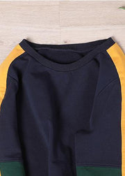 Modern Navy Patchwork Sweatshirt - SooLinen