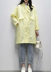 Modern Notched Ruffles Plus Size Coats Women yellow daily outwear - SooLinen