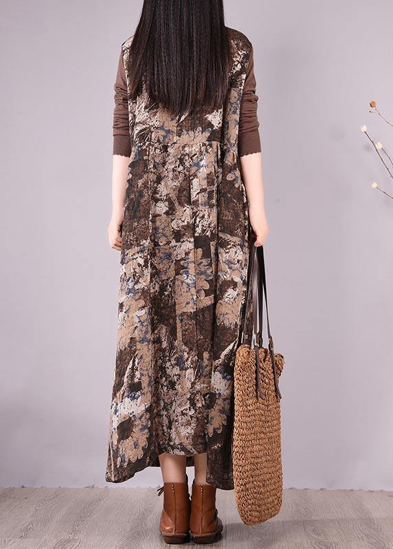 Modern Patchwork Spring Dresses Design Chocolate Print Dresses - SooLinen