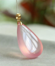 Modern Pink Ancient Gold Inlaid Crystal Whtch Drop Love Pendant Necklace
