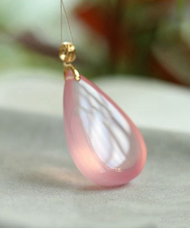 Modern Pink Ancient Gold Inlaid Crystal Whtch Drop Love Pendant Necklace