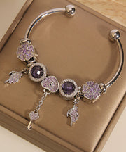 Modern Purple Alloy Crystal Zircon Love Tassel Cuff