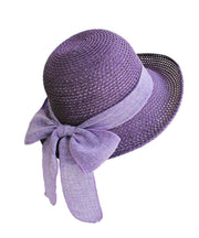 Modern Purple Bow Straw Woven Holiday Floppy Sun Hat