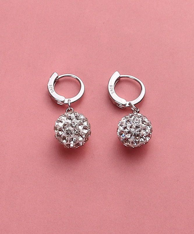Modern Silk Silver Zircon Ball Drop Earrings