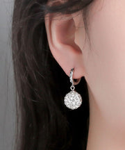 Modern Silk Silver Zircon Ball Drop Earrings