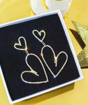 Modern silver Zircon Asymmetricar Love Heart Drop Earrings