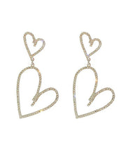 Modern silver Zircon Asymmetricar Love Heart Drop Earrings