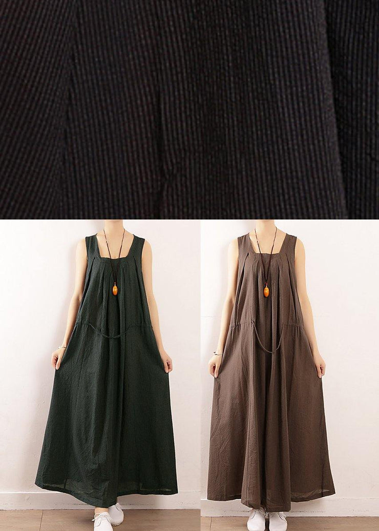 Modern Tea Green Linen Dress SummerSleeveless Vacation Dresses - SooLinen