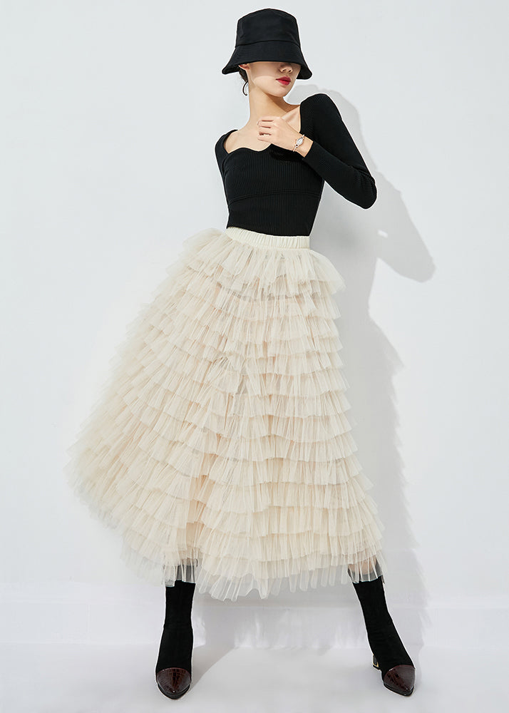 Modern White Elastic Waist Tulle Holiday Skirts Summer