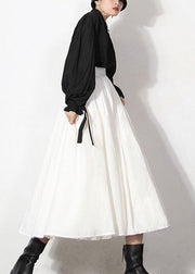Modern White Patchwork Lace Summer A Line Skirts - SooLinen