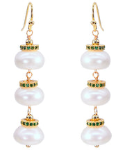 Modern White Sterling Silver Overgild Pearl Lantern Drop Earrings