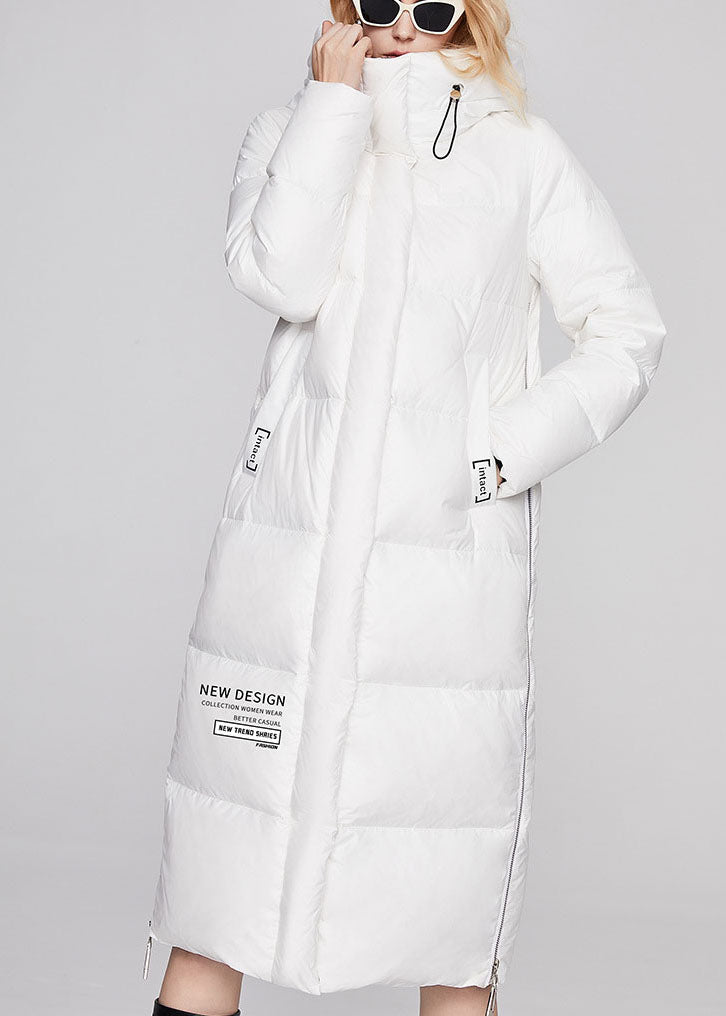 Modern White hooded drawstring fashion Winter Duck Down coat