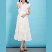 Modern big hem chiffon dresses Fabrics white Dress summer - SooLinen