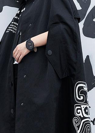 Modern black Plus Size Long coats design cloak fall coat - SooLinen
