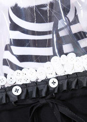 Modern black cotton quilting clothes cat prints Plus Size  patchwork pockets Dress - SooLinen