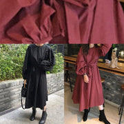 Modern black cotton quilting clothes o neck Batwing Sleeve Kaftan spring Dresses - SooLinen
