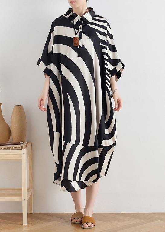 Modern black striped chiffon clothes For Women Fabrics lapel Batwing ...