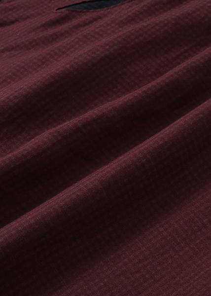 Modern burgundy linen Wardrobes lapel pockets Maxi fall Dresses - SooLinen