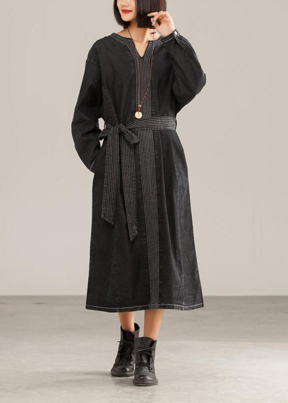 Moderne Baumwollkleidung für Frauen Mode High Street Frauen lose plus Größe Langarm-Kleid