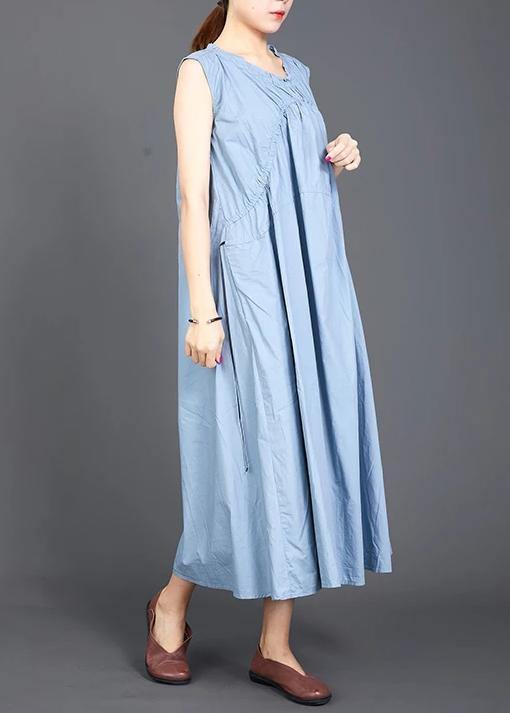 Modern cotton tunic pattern Drops Design Folded Lacing Irregular Splice Solid Color Dress - SooLinen