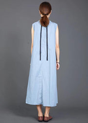 Modern cotton tunic pattern Drops Design Folded Lacing Irregular Splice Solid Color Dress - SooLinen