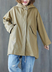 Modern drawstring hem cotton tunic top Inspiration khaki tops fall - SooLinen
