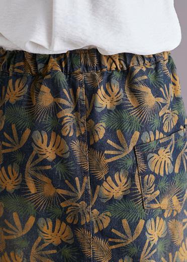 Modern elastic waist pockets cotton skirt Tutorials floral Art skirt fall - SooLinen
