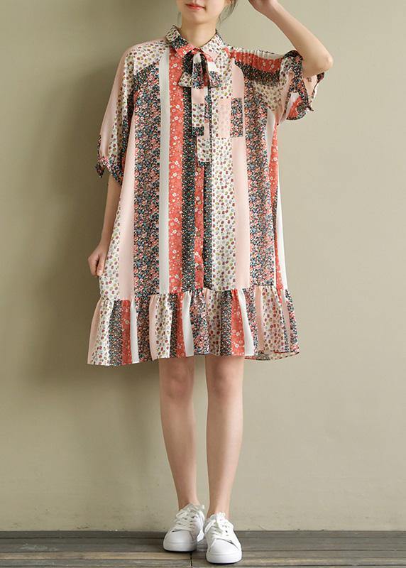 Modern floral chiffon outfit 2019 Fabrics half sleeve lapel Kaftan Summer Dresses - SooLinen