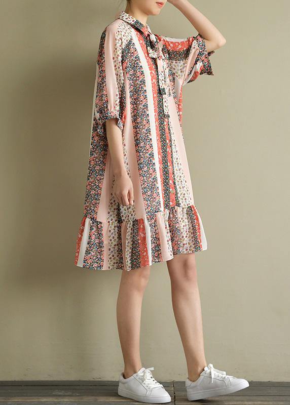 Modern floral chiffon outfit 2019 Fabrics half sleeve lapel Kaftan Summer Dresses - SooLinen