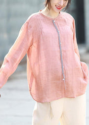 Modern half sleeve pink linen Blouse summer shirt - SooLinen