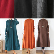 Modern high neck Batwing Sleeve falltunic dressWork gray robes Dress - SooLinen