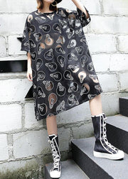 Modern hollow out blended tunic top Wardrobes black Dress summer - SooLinen