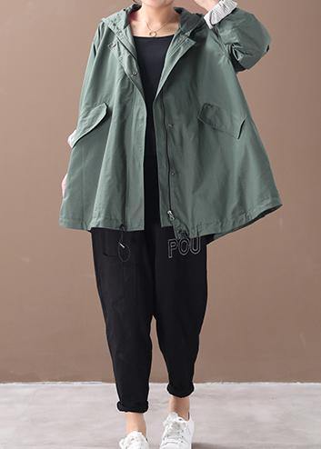 Modern hooded baggy Plus Size clothes For Women green silhouette winter outwear - SooLinen