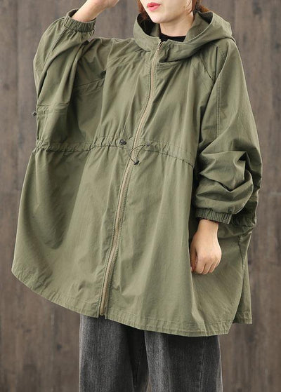 Modern hooded zippered clothes For Women Shape army green Coats Outwear - SooLinen
